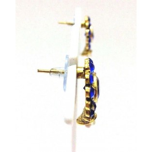 Gold Oxidized Women Earring Stud Jewelry PushBack Classy Gift Rhinestones Bead 5